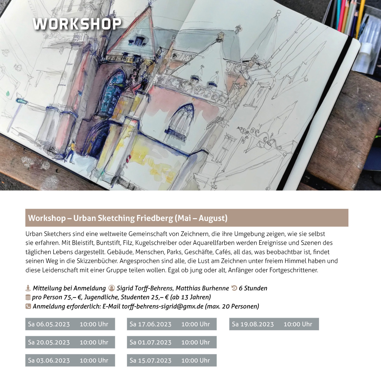 Workshop | Urban Sketching Mai bis August