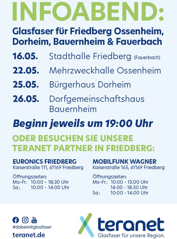 Plakat der Glasfaser-Infoabende im Mai 2023